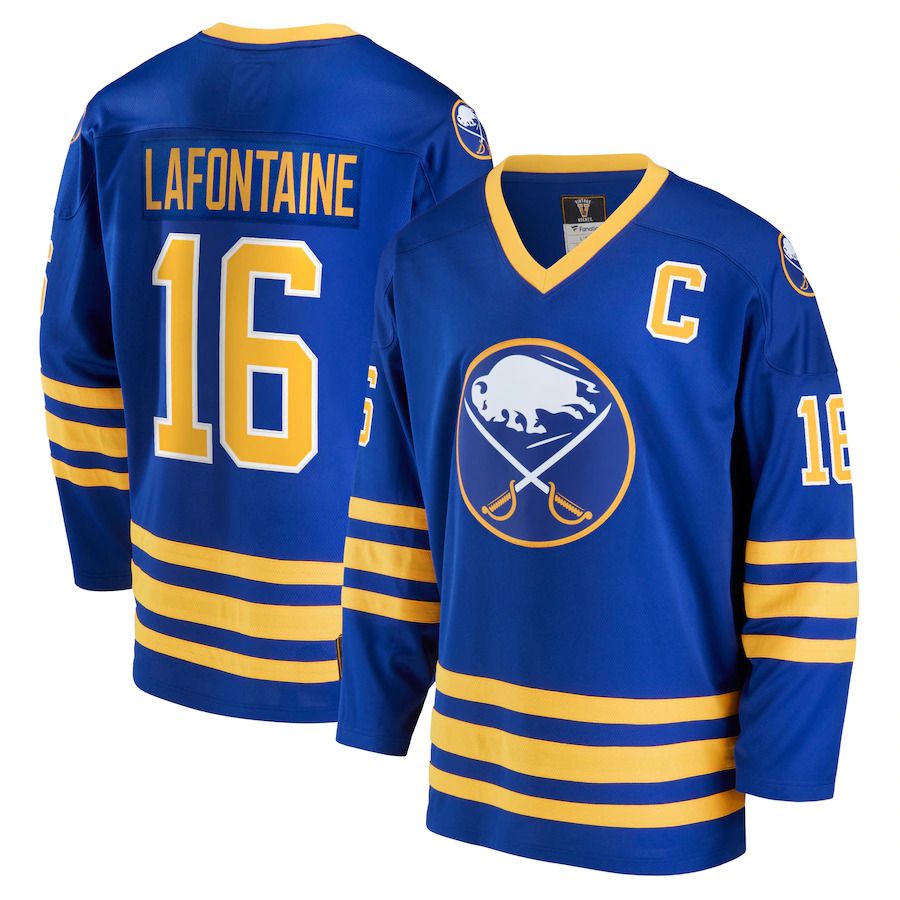 Men Buffalo Sabres 16 Pat LaFontaine Fanatics Branded Royal Breakaway Retired Player NHL Jersey